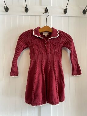 Girls' Toddler Burgundy Cable Knit Dress
